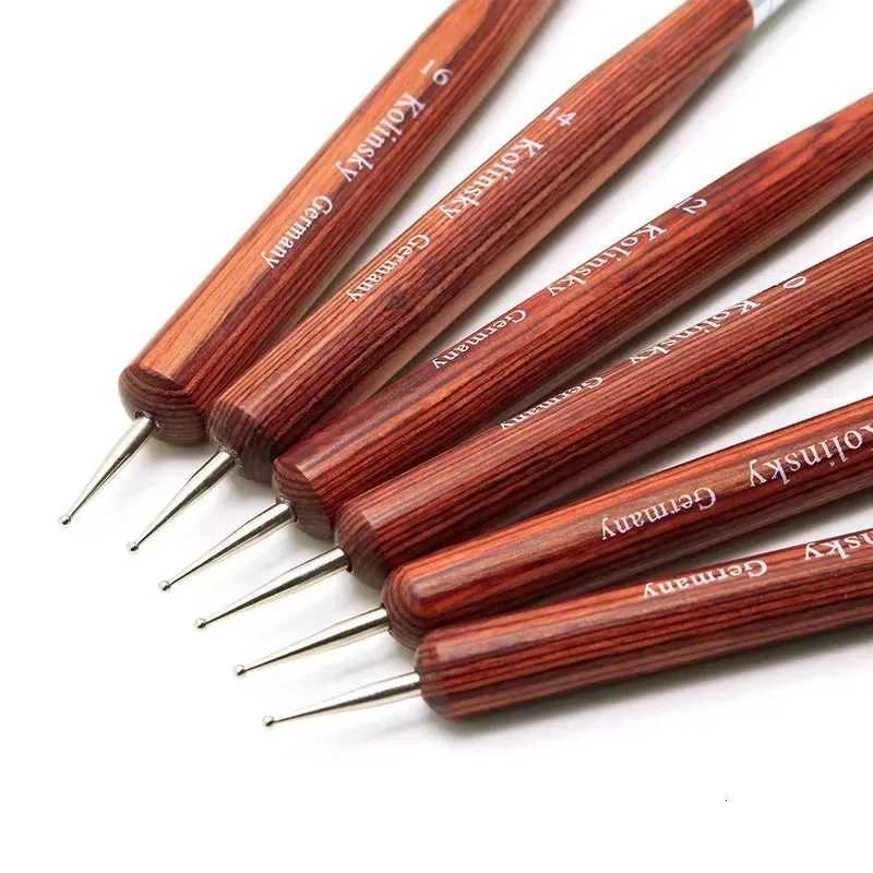 Kolinsky French Nail Art Brush Dual End Nail Art Dotting Pen Acrylic Drawing Rhinestone Gel Painting with Wooden HandleXJ2500716