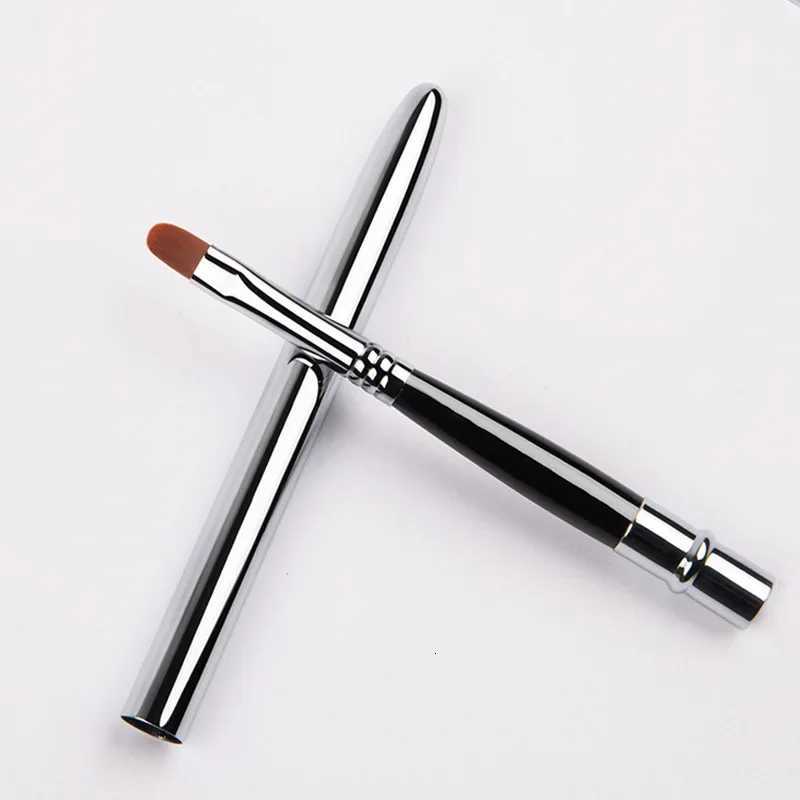 Portable Silver Lips Makeup Brush Pen Metal Handle Cosmetic Lipgloss Lipstick Lip Gloss Brush With Protective Cap Makeup Brushes XJ2500716