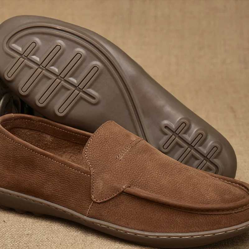 Brown British Style Men Casual Shoes Genuine Leather Slip On Men Shoes High Quality Loafers Men Shoes Mens Shoes W250716