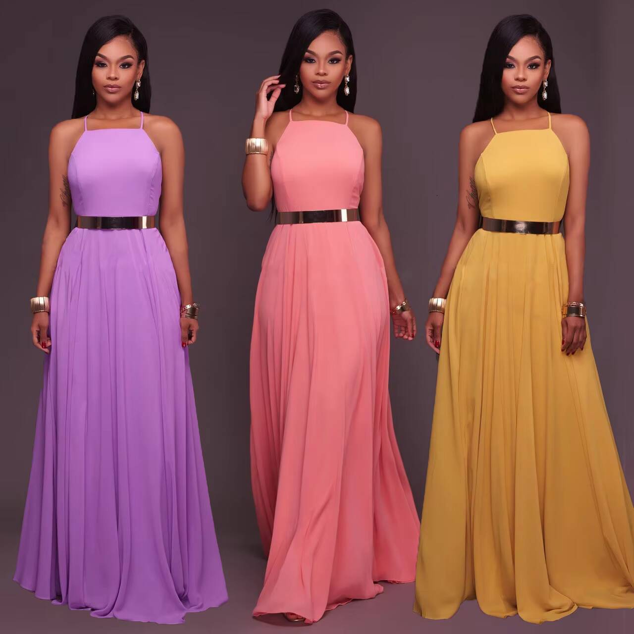 Fashion Women Summer Sleeveless Strap O neck Boho Casual Long Maxi Evening Party Beach Backless Dress Sundress dongdumaoyi