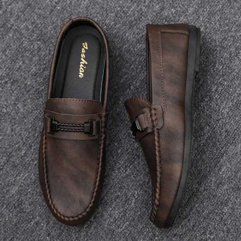 Soft Man Casual Shoe Flat Leather Shoes for Men Moccasin Common Footwear Offer Elegant Designer Summer Sale High Quality Fashion W250716