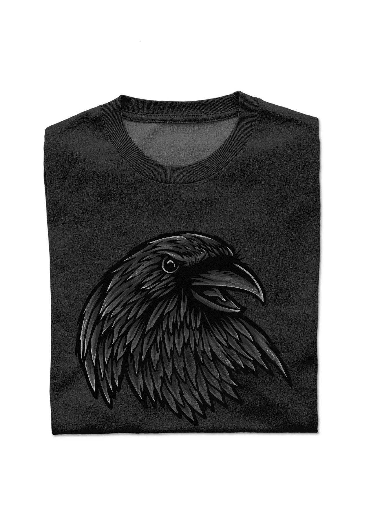 T Shirts crow Short sleeve White bird Men black S-3XL Round collar Cotton Wed f2 i