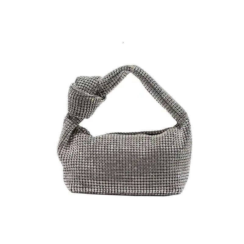 Fashion Simple Rhinestone Full Inlaid Shiny Diamond Knot Handbag Style Women's Bag