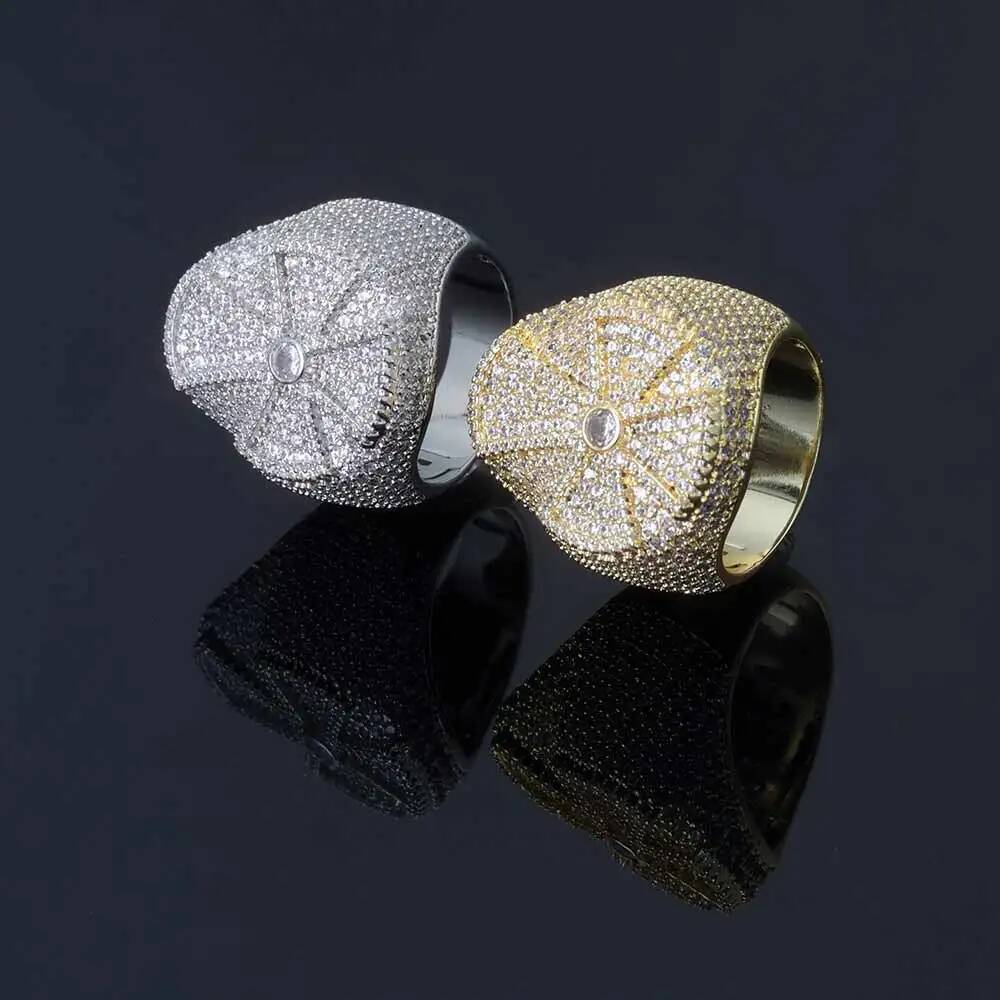 HHIOK Hip Hop Jewelry Fashion Iced Cross Ring for Men and Women Full Pave Shiny Brass Zircon Cross Ring For Gift
