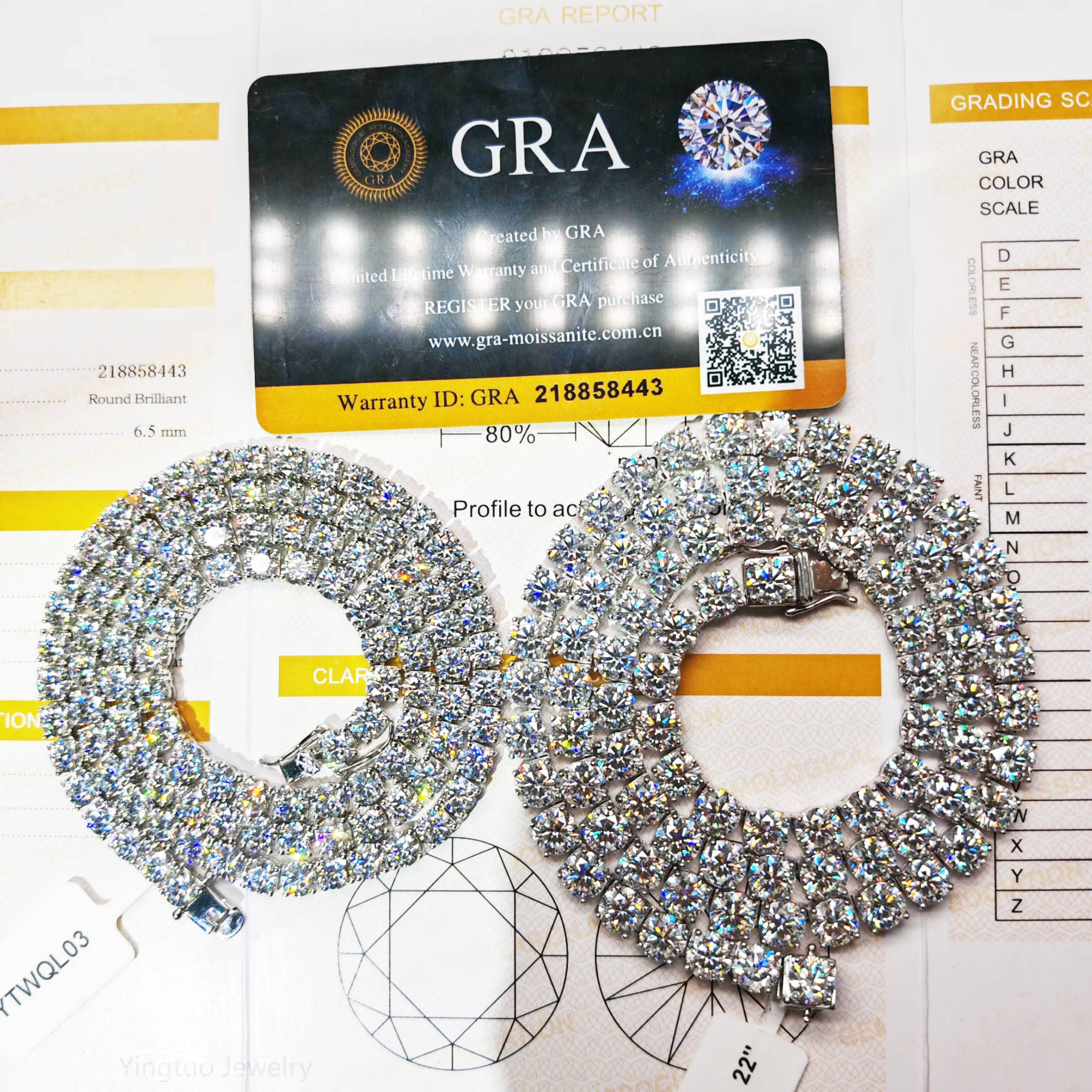 Factory Price Iced Cut 2mm 3mm 4mm 5mm 6.5mm VVS Silver 925 Hip Hop VVS Moissanite Diamond Tennis Chain for Women Men