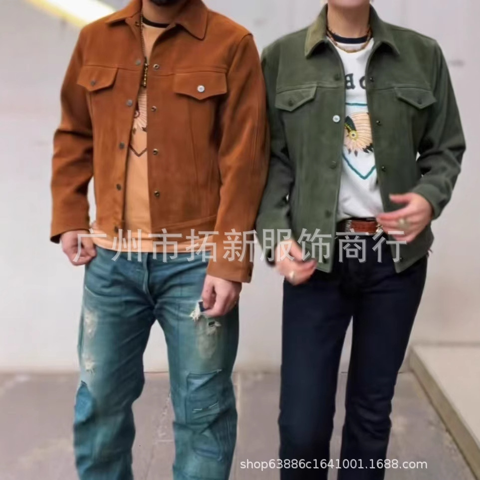 New American Western Cowboy Suede Men's Casual Washed Jacket Coat