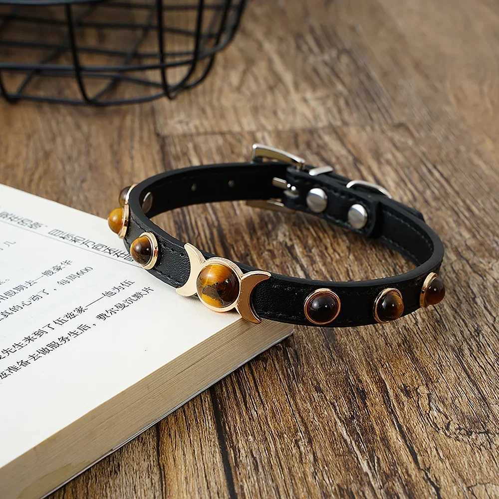 Soft Leather Cat Collar Fashion Tiger Eyes Decoration Puppy Neck Strap Kitten Necklace Accessories Cat Supplies XS/S/M Chihuahua LL250716