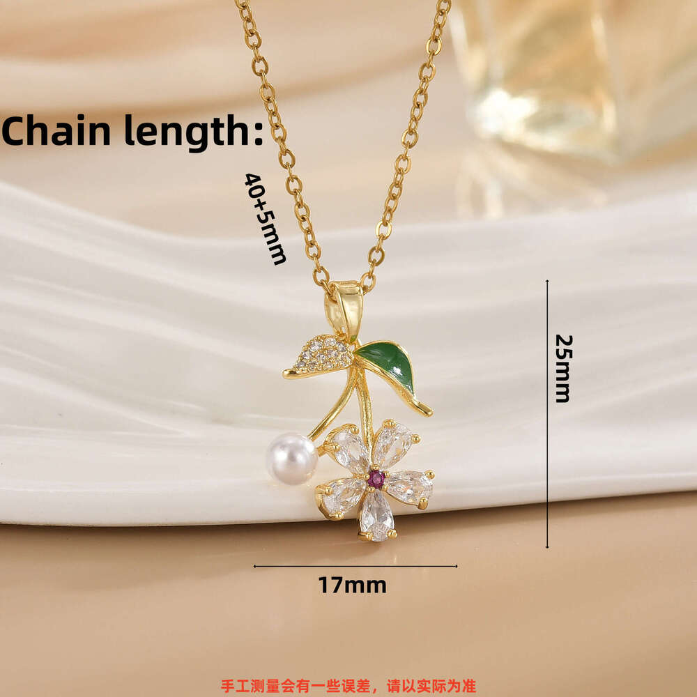 Korean Style Titanium Steel Necklace For Women, Micro Inlaid Full Zircon Colorful Flower Collarbone Chain, Light Niche High-End Feel, Non-Fading Jewel