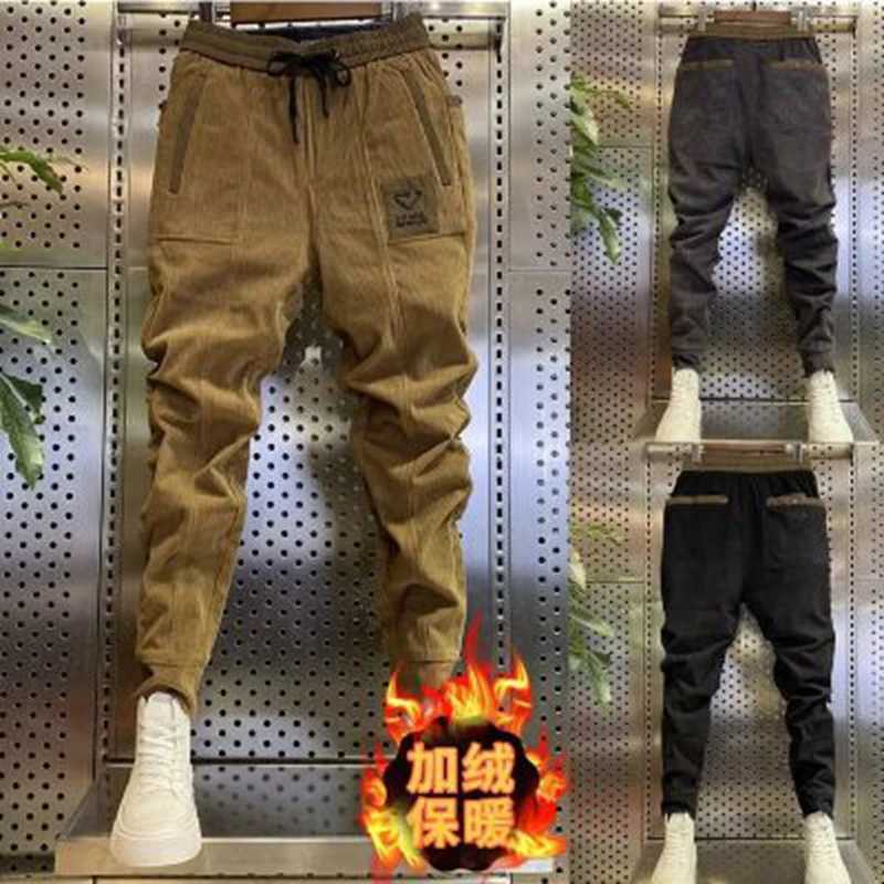 Man Corduroy Sweatpants Autumn Winter Men Baggy Joggers Fashion Streetwear Casual Fleece Harem Pants Plus Size Fashion Trousers y250716