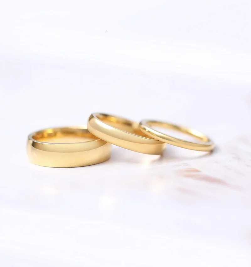 TIGRADE 2mm 4mm 6mm Titanium Ring Men Women 14K Gold Plated Dome High Polished Wedding Band Unisex Comfort Fit Size 3-13.5 S250716