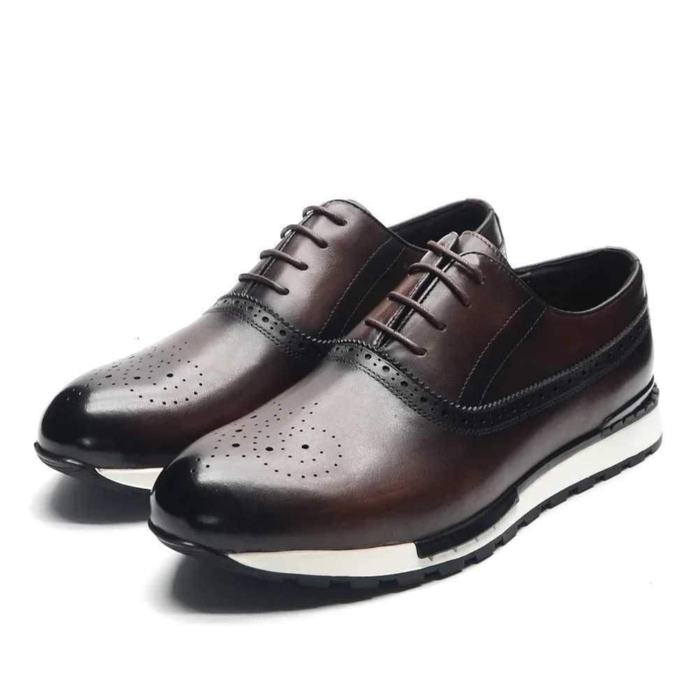 10 Colors Handmade Genuine Leather Oxford Sneaker Shoes for Men Lace Up Brogues Business Office Fashion Brand Casual Shoes Men W250716