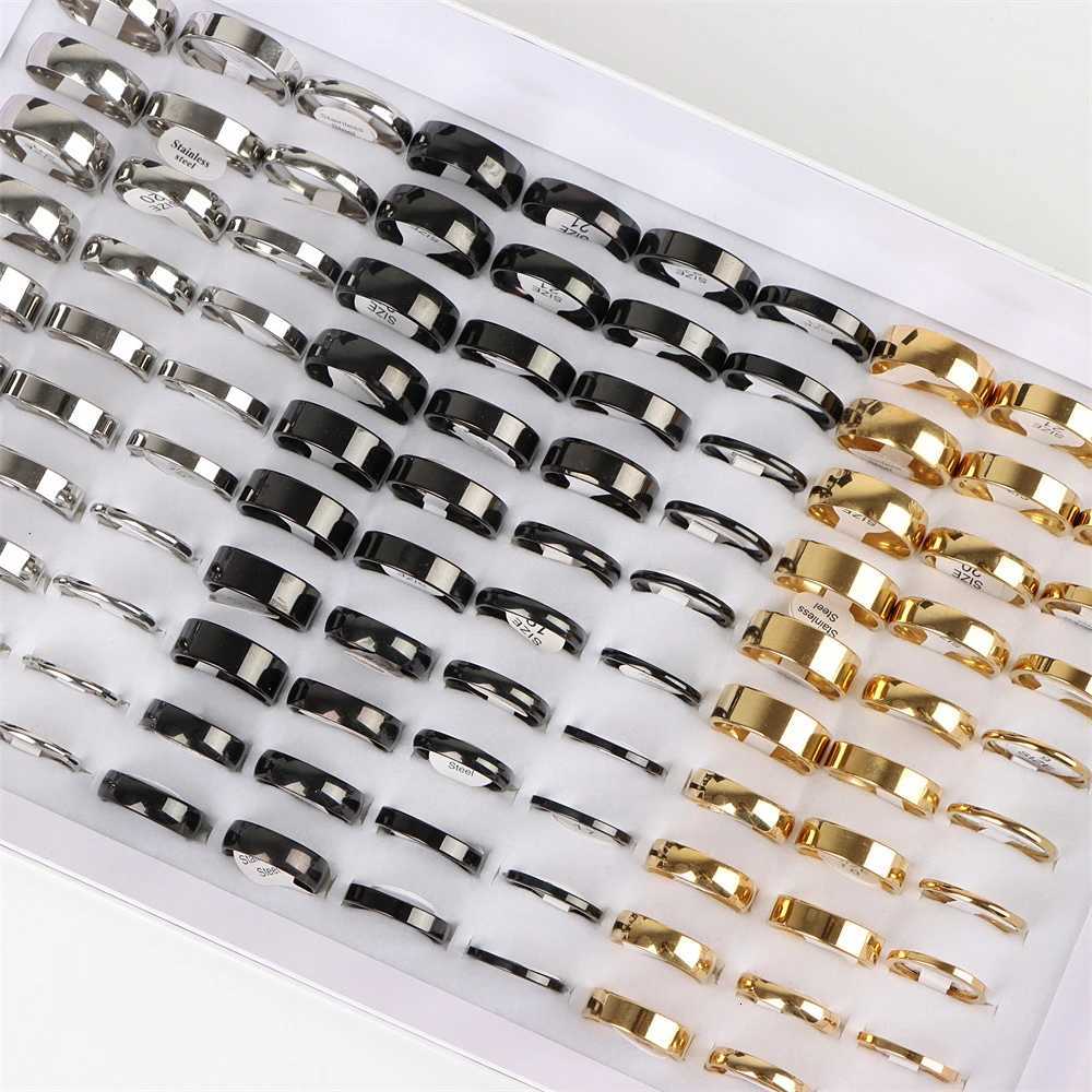10pcs/lot Multicolor Smooth Stainless Steel Polishing Rings Width 2mm-8mm For Women Men Width 2mm-8mm S250716