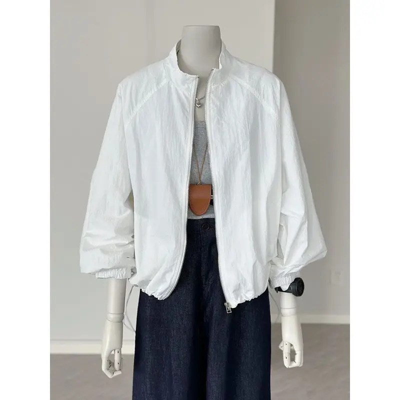 Korean Female Long Sleeved Sunscreen Jacket Spring Summer Women Leisure Sports Jacket Coat Solid Color Thin Style Ladies Outwear 250715