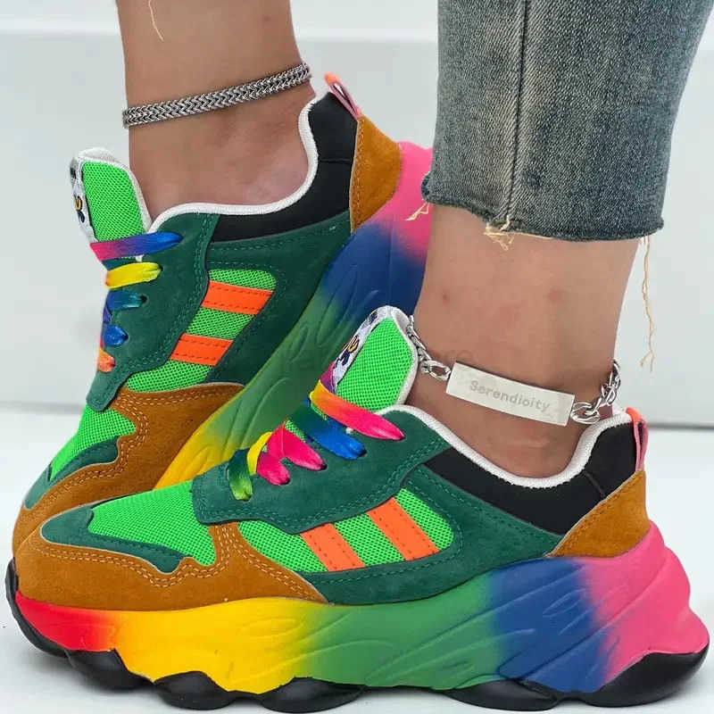 Women Sneakers Fashion Running Colorful Casual Sneakers Women Comfort Lace Up Outdoor Platform Shoes for Women Womens Shoes M250716