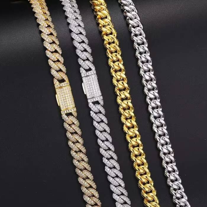 Small Size Cuban Link Chain Necklace Hiphop Jewelry 925 Silver Rappers Moissanite Cuban Chain