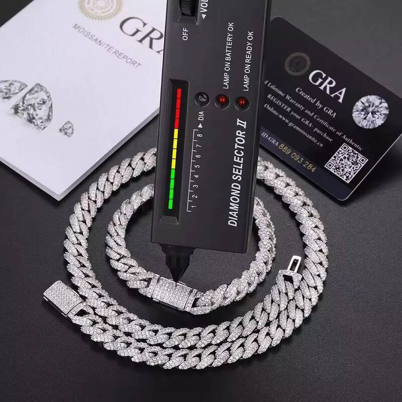 16MM Small Size Cuban Link Chain Necklace Hiphop Jewelry 925 Silver Rappers Moissanite Cuban Chain