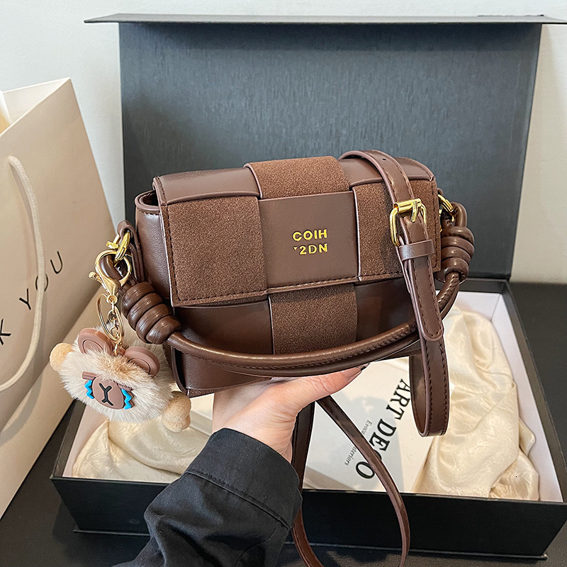 Designer 2025 New Trendy High-end Fashion Versatile Shoulder Crossbody Autumn Winter Textured Patchwork Small Square Light Luxury Women's Bag