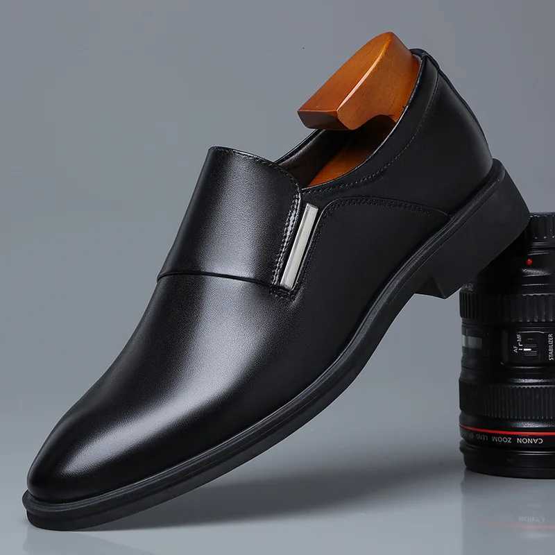Fashion Dress Shoes Pointed Toe Split Leather Men Casual Formal Loafers Business Wedding Oxfords shoes mens shoes Y250715