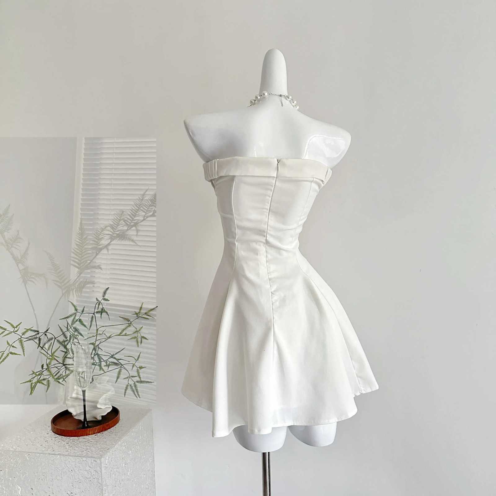 Summer Women Midi French Vintage Dress New Party Evening Sleeveless A-line Frocks 2000s Aesthetic Elegant Old Money Coquette New R250716