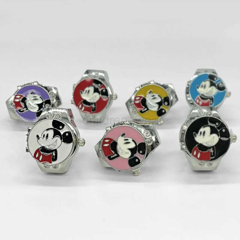 Disney Mickey Mouse Finger Watch Cartoon Mini Elastic Strap Watches Couple Rings Jewelry Clock Men Women Cute Anime Watch Ring W20250716