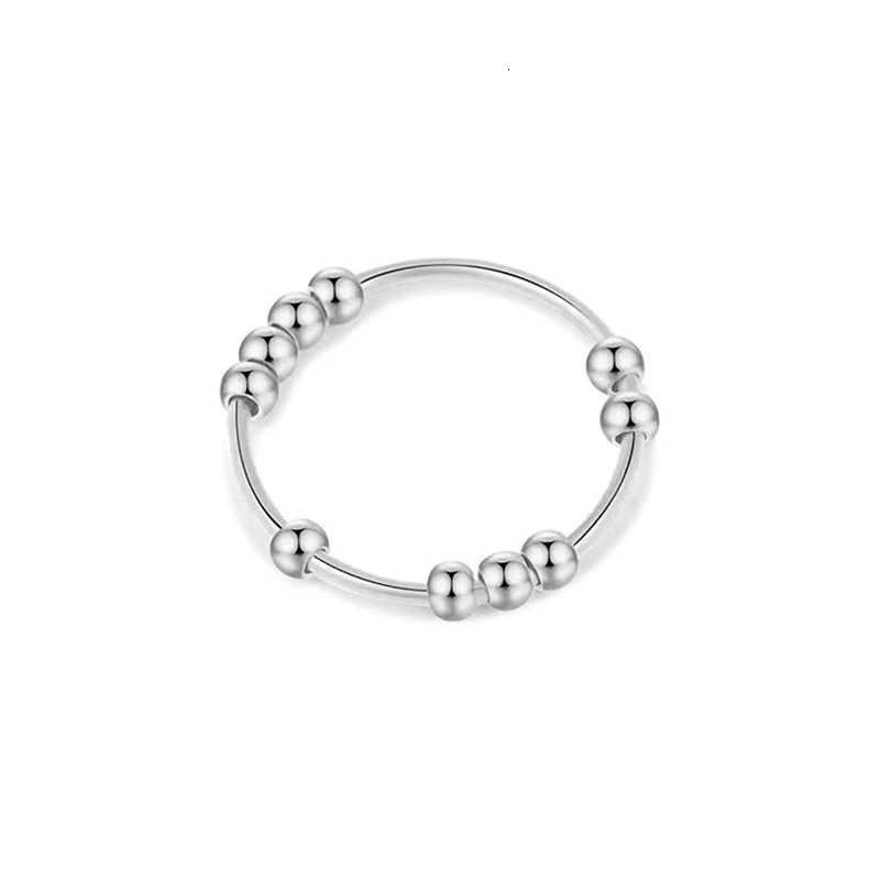 New Fashion Beads Anxiety Rings For Women Men Stainless Steel Rotate Freely Spinner Ring Couple Trend Simple Jewelry Wholesale S250716