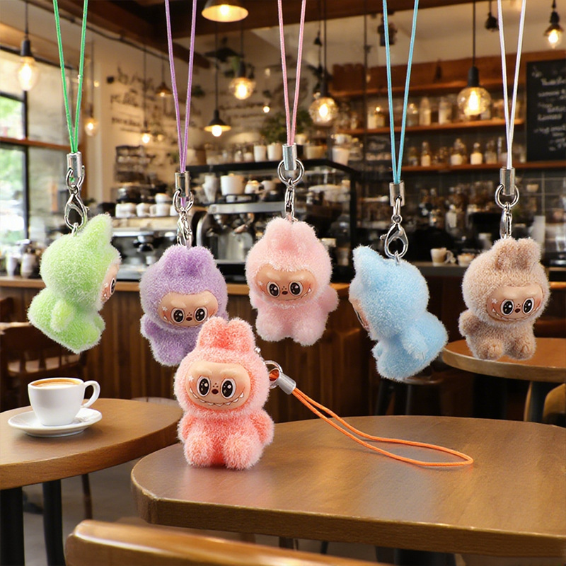 Labubu Plush Keychain Pendant, Plush Fabric Figurine Bag Decoration, Creative Small Gift Pendant Hj