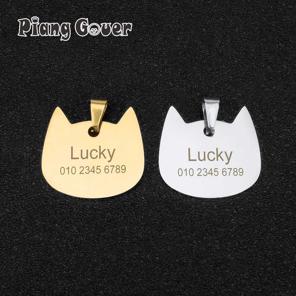 Name Personalized ID Tags Cat Collar Golden Silvery Nameplate Custom Dog Name Anti-lost Pendant Pet Collar Accessories LL250716