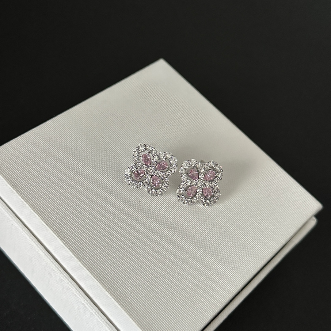 Luxe Silver - Toned Clover Earrings With Teardrop Gem Pave Rhinestones Elegant Sparkle For Formal & Casual Looks High - Quality Jewelry
