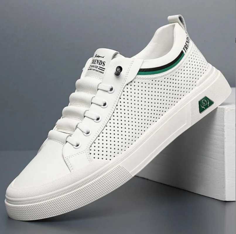 New Shoes for Men Genuine Leather Casual Shoes Street Trend Flat Skateboard Shoes Summer Breathable Cow Leather Sneakers W250716