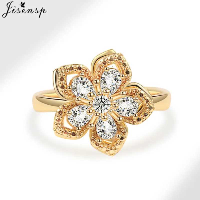 Korean Woman Anxiety Relaxing Ring Multiple Crystal Sunflower Snowflake Knuckle Rings Anti Stress Jewelry Girls Rotating Gift S250716