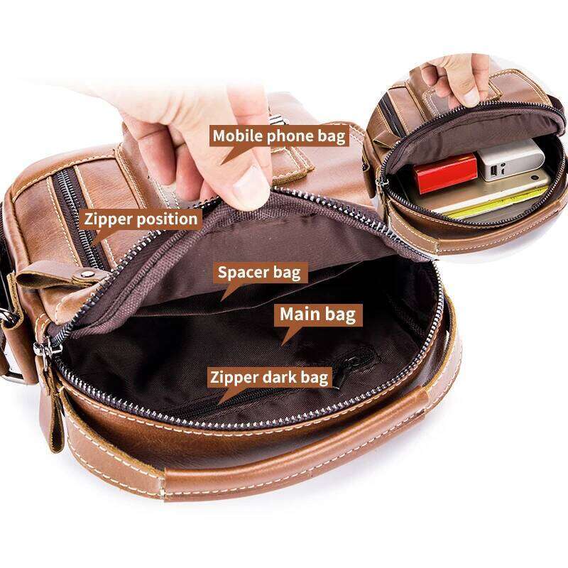Cowhide Small Genuine Leather Shoulder Men's Retro Casual Vertical Crossbody Bag, MINI Handbag