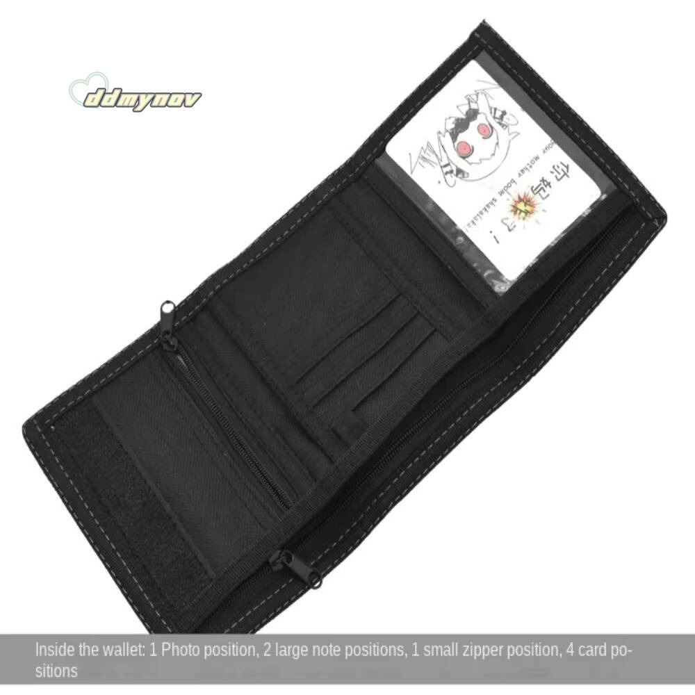 Touch Fastener Mens Short Wallet Fashion Leisure Multi-position 3 Fold Purse Durable Black Male Coin Pocket Daily Use ddmynov