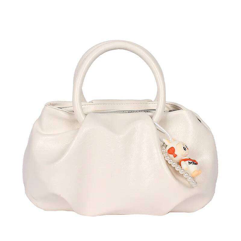 2025 Cloud Shoulder - Korean Style Wrinkled Purse With Ring Handle, Pastel Crossbody Bag For Women