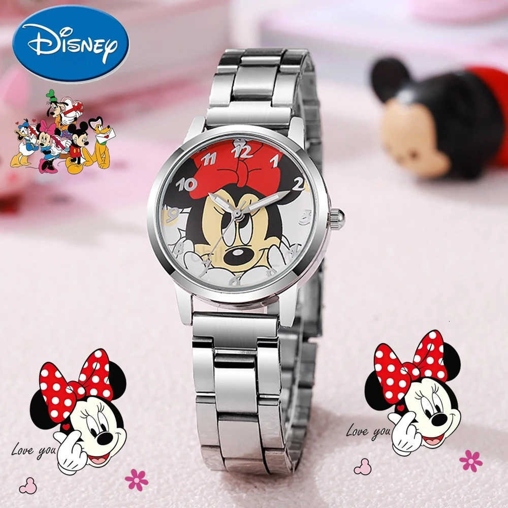 Disney Mickey Mouse Minnie Gold Silver Watch Childrens Boys Girls Watches Steel Students Quartz Adult Watch Birthday Gift W20250716