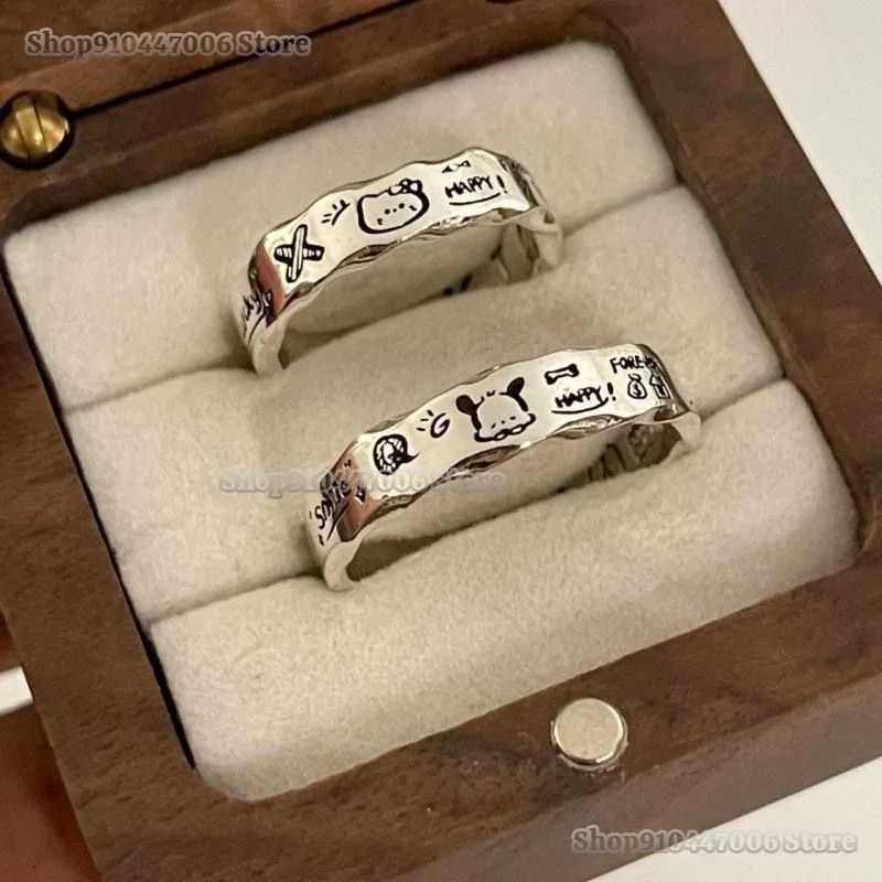 Sanrio Stainless Steel Ring for Girls Fashion Jewelry Charms Accessories Hello Kitty Pochacco Engraving Y2K Couple Xmas Giftw250716