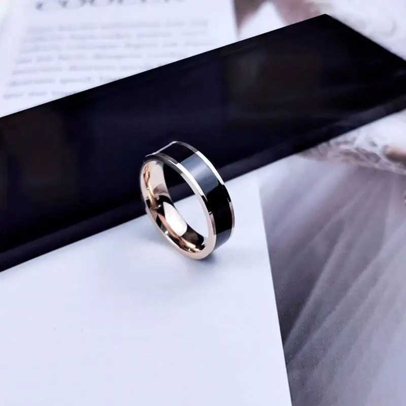 Titanium Steel Ring for Woman Man Custom Engrave Name Wedding Jewelry White And Black Porcelain Ring Wedding Couple Jewerly S250716