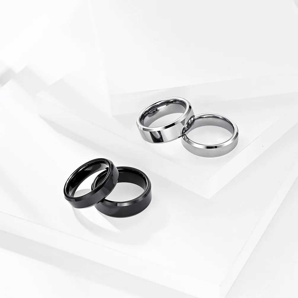 2021 Classic Beveled Smooth Men Rings Width 6mm Simple Stainless Steel Finger Rings For Men Jewelry Gifts Engraved Name S250716