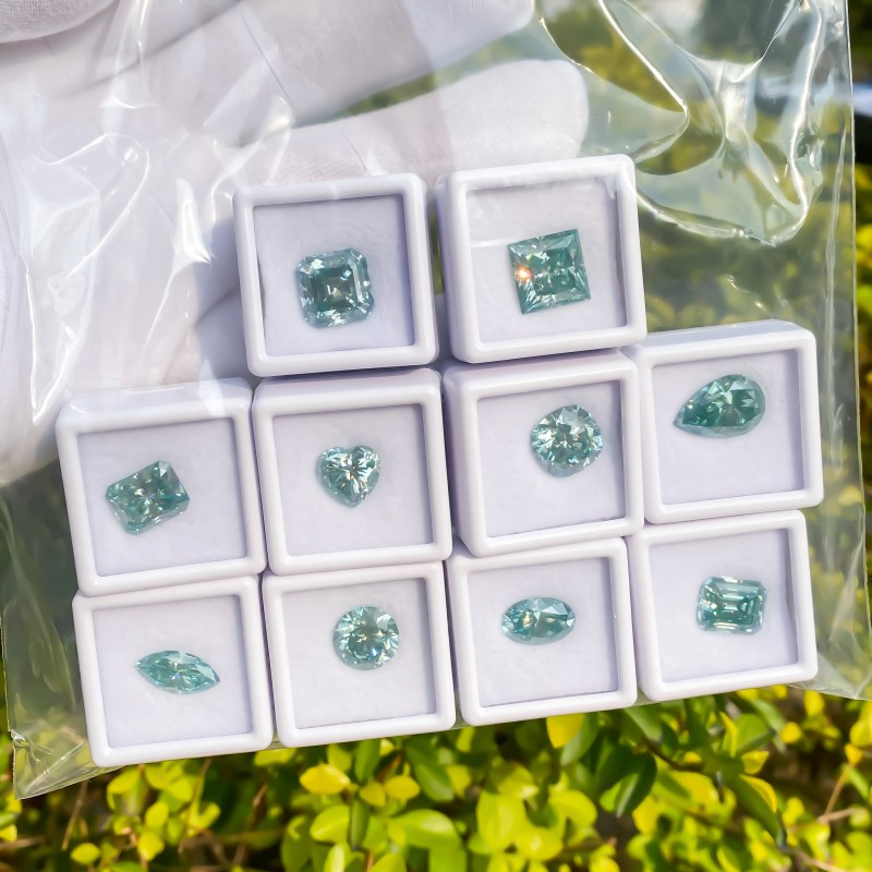 Wholesale Original Color Aqua Blue Tone Moissanite Various Shapes 0.1ct to 10ct High Quality Brilliant Cut VVS1 Clarity Loose Stones for Engagement Ri