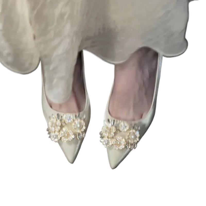 High Heels Women French Style Crystal Stunning Elegant 2025 New Spring Summer Stiletto Main Wedding Dress Single Shoes ddmysaturn