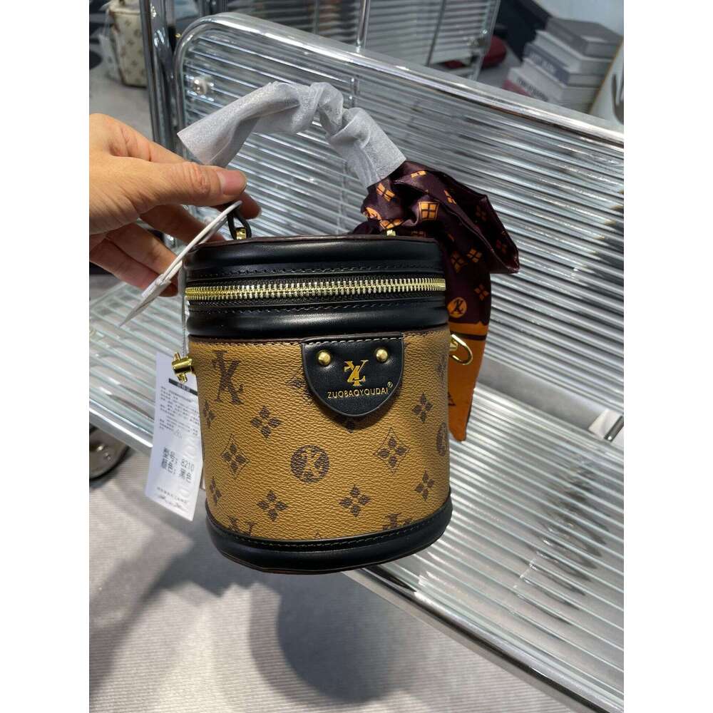 Fashion Silk Scarf Bucket 2025 Early Spring New Women's Bag Fortune Tube Old Flower Letter Handbag Niche Brand