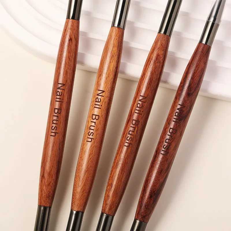Dual End Nail Art Brush Sandalwood Lines Drawing Color Painting Phototherapy Gradient Sweeping Pen Nail Brushes Manicure Tools XJ2500716