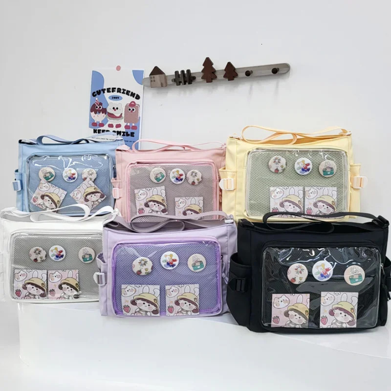 Preppy Style Candy Colour Cute Shoulder Bag Anime Expo Transparent Badge Display Messenger Bag Women Doll Itabag Crossbody Bag 250714
