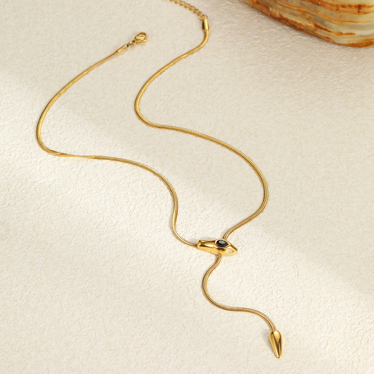 Newly Launched Stylish and Versatile European and American Fashion Individualistic Snake shaped Thin Snake Chain Stainless Steel Necklace with Zircon 