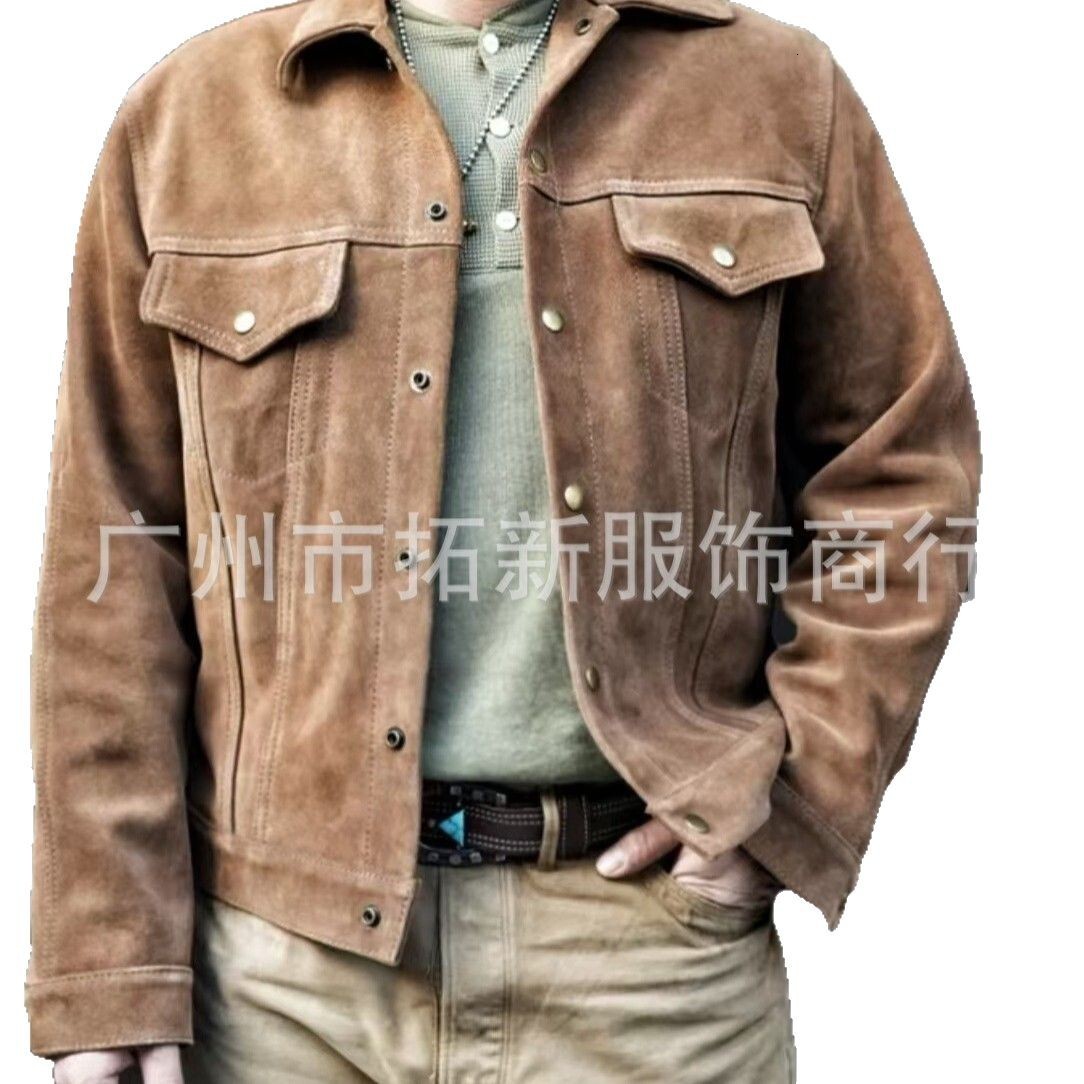 New American Western Cowboy Suede Men's Casual Washed Jacket Coat