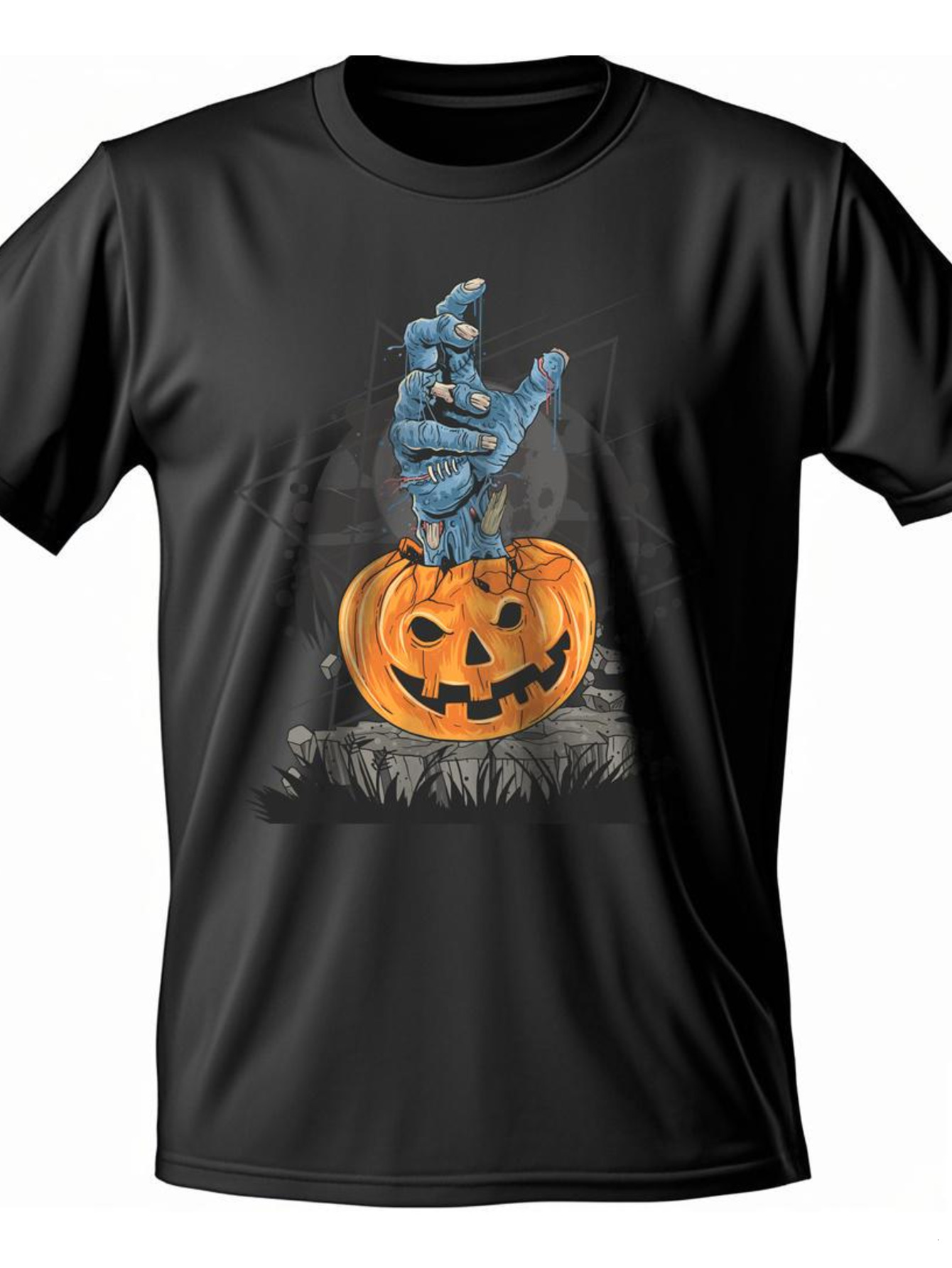VogueEpoch Adult Round collar Short sleeve Graphics 180g Cotton black S-3XL Men T Shirts White text Halloween Wed 6d