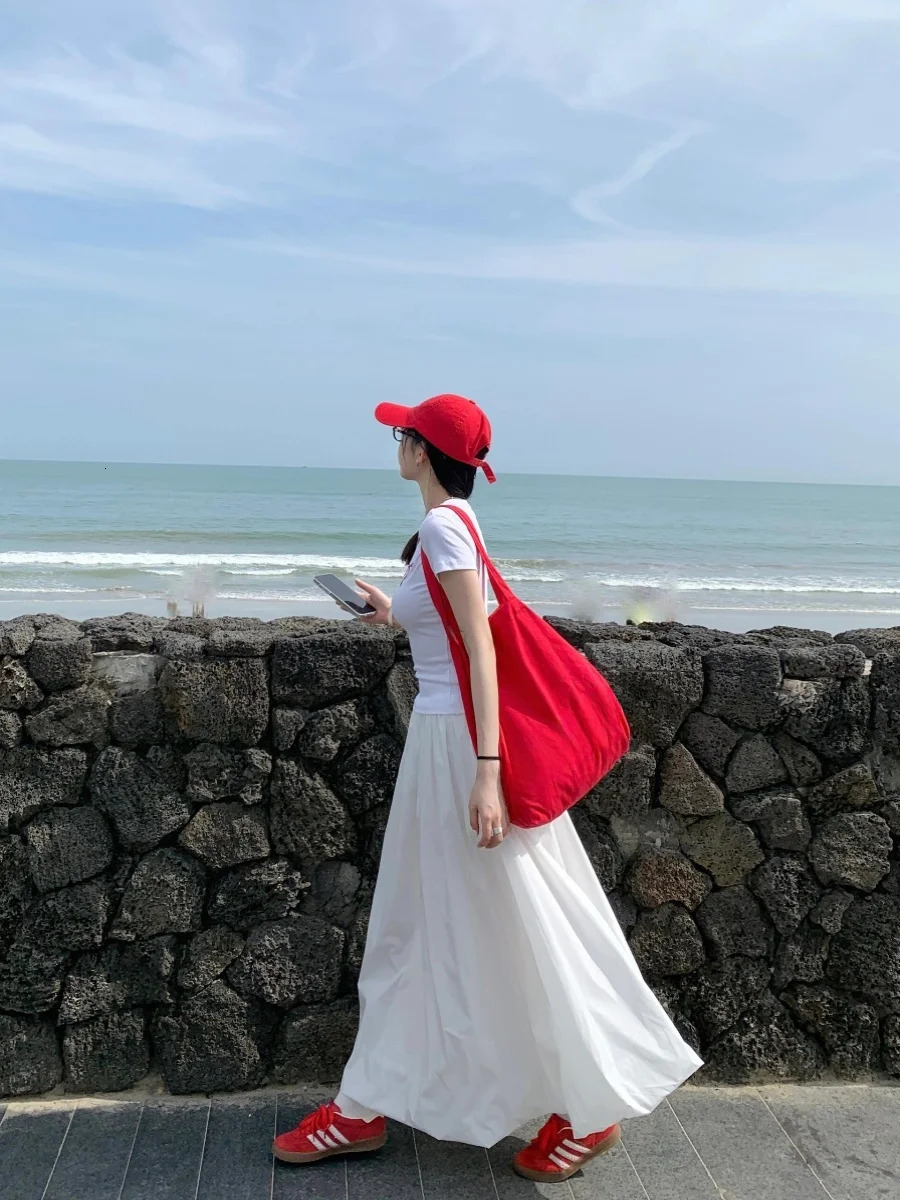 Summer Travel Large Capaci Tote Bag Casual Canvas oulder Bag Womens Sle Korean Version Red Canvas Tote Handbag 250714