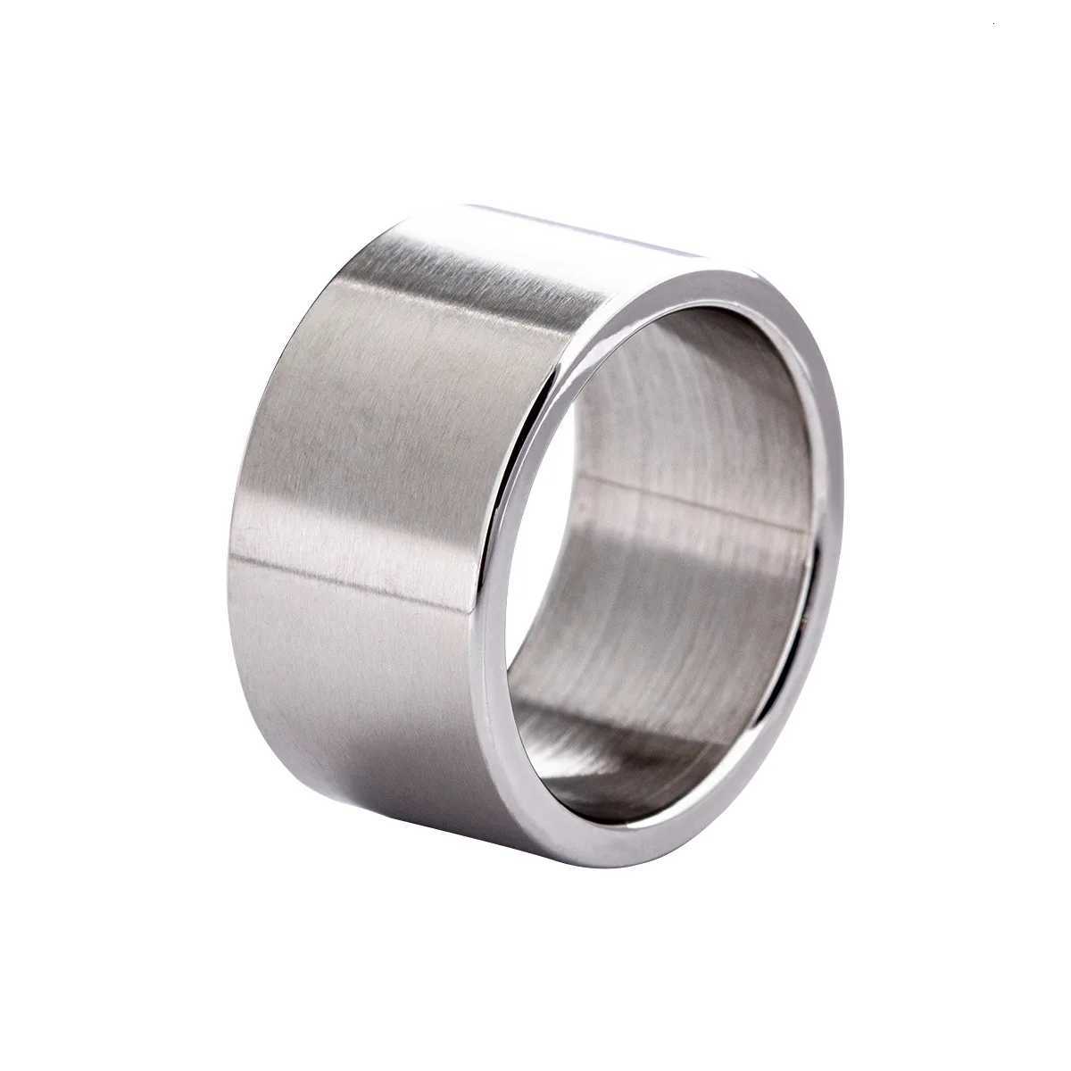 European and American Fashion 12mm Wide Titanium Steel Ring Mens Frosted Scratch Resistant Stainless Steel Ring Wholesale S250716