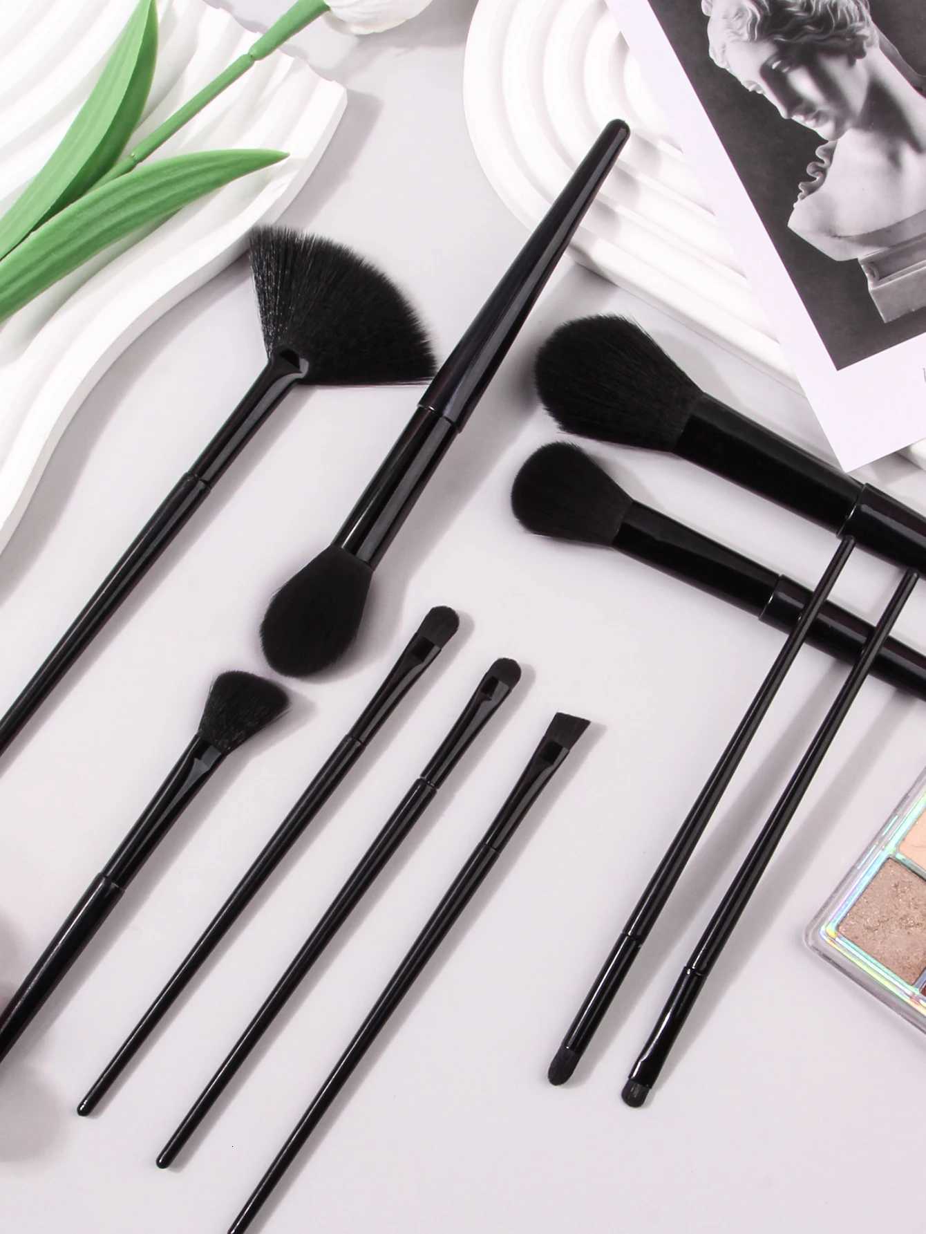 High-quality 10-piece soft bristle black makeup brush set foundation/blush/eyeshadow brushes daily beauty tools for beginners. XJ2500716