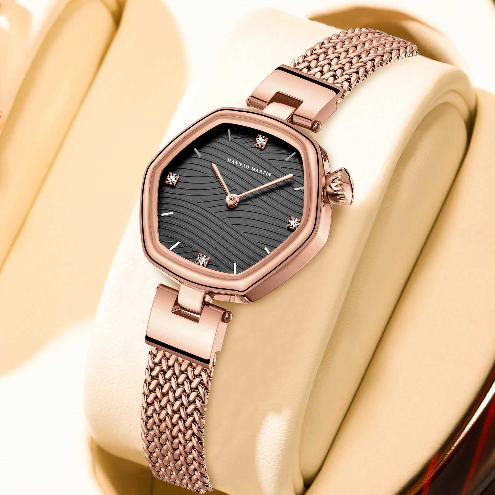 HH Martin Top Brand Wen Stainless Steel Mesh With White Rose Gold Clock Japanese Quartz Movement Luxury Y250715
