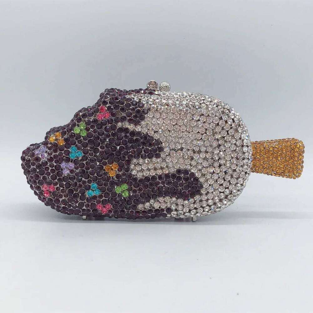 Ice Cream Shaped Dia Evening Clutch Bag For Party Wedding Boutique Novelty Mini Kawaii Rhinestone Purses High Quality